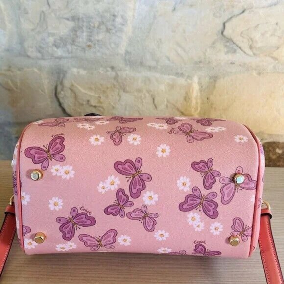 COACH ROWAN SATCHEL IN SIGNATURE CANVAS BUTTERFLIES PRINT /Wallet option NWT - Picture 12 of 15